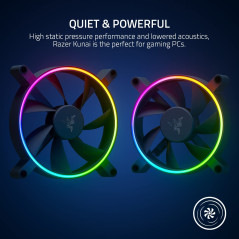 Razer Kunai Chroma- Hydraulic RGB LED PWM Performance Fan (140mm)- Ventilateurs hydrauliques aRGB PC (connectez jusqu’à 8 ventil