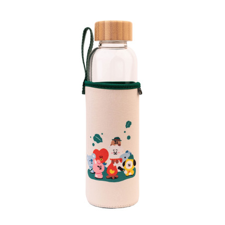 Grupo Erik - Bouteille en Verre BT21 - Capacité 50 cl | Avec Bouchon en Bambou et Protection | Inclut un Étui en Néoprène avec D