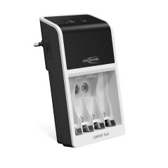ANSMANN Chargeur pour piles Comfort Plus « Perfect 7 » (1 pièce) – Chargeur automatique pour 1 à 4 piles NiMH AA, AAA & 9V – App