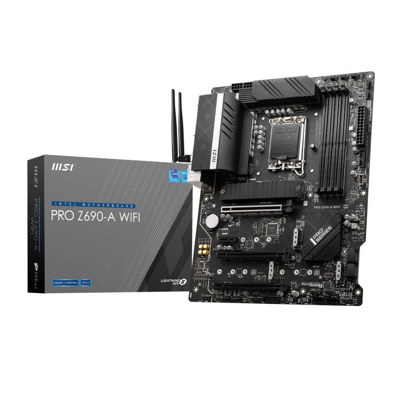 MSI Pro Z690-A WiFi Carte Mère, ATX - pour Processeurs Intel Core 12è Gén, LGA 1700-14 Duet Rail 55A VRM, DDR5 Memory Boost 6400 MSI Pro Z690-A WiFi Carte Mère, ATX - pour Processeurs Intel Core 12è Gén, LGA 1700-14 Duet Rail 55A VRM, DDR5 Memory Boost 6400