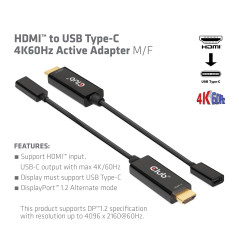 Adaptateur actif CLUB3D HDMI vers USB Type-C 4K60 Hz St/B