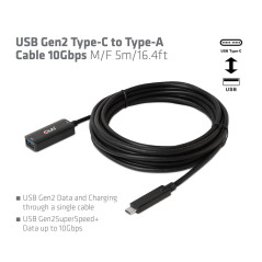 Club 3D CAC-1536 Câble USB Gen2 Type C vers Type A 10 Gbps St./B. 5 m