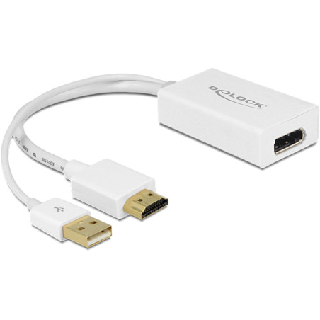DeLOCK 62496 - adaptateur pour cable (HDMI-A, USB-A, Displayport, mâle/femelle) couleur blanc