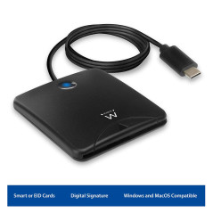 Ewent EW1055 Lecteur de Carte à Puce USB-C USB Type C, Lecteur CNS et TNS USB C