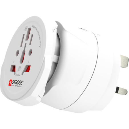SKROSS - 1.500231-E | Monde vers UK | Adaptateur de Voyage Combo EU vers UK et Monde vers EU - Tension et Puissance 100V – 750W
