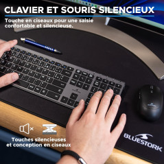 BlueElement - Pack Clavier et Souris sans Fil Grapheme - Wireless avec Smart Dongle - Clics Silencieux - Design Ultra Slim - Erg