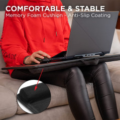THE G-LAB K-Board CADMIUM Plateau pour Ordinateur Portable avec Coussin XXL, Idéal Home Office/Gaming pour Lit ou Canapé, Suppor