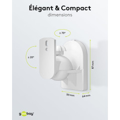 goobay Fixation Murale Enceinte Universelle Jusqu'à 3,5 kg Lot de 2 Inclinable & Orientable Acier Blanc - Basic - 49394
