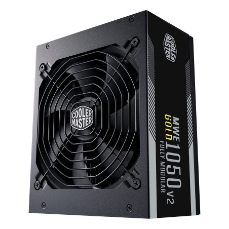 Cooler Master MWE 1050 Gold V2, Alimentation PC Entièrement Modulaire 80 Plus Gold 1050W (Prise EU), Câblage Plat Noir, Ventilat