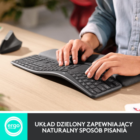 Logitech ERGO K860 for Business - Clavier sans fil en deux parties, Clavier US International QWERTY - Gris