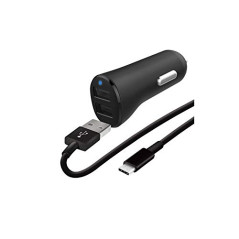 Temium Pack Chargeur Voiture Prise Allume-Cigare WeFix Double USB-A 4,8A avec câble LUSB-C 1 m
