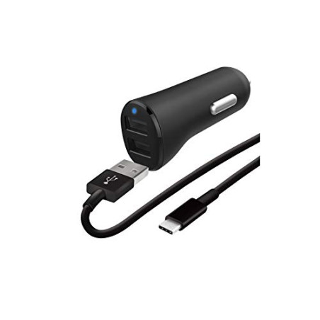 Temium Pack Chargeur Voiture Prise Allume-Cigare WeFix Double USB-A 4,8A avec câble LUSB-C 1 m