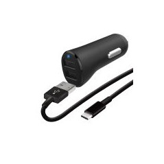 Temium Pack Chargeur Voiture Prise Allume-Cigare WeFix Double USB-A 4,8A avec câble LUSB-C 1 m
