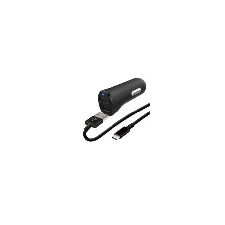 Temium Pack Chargeur Voiture Prise Allume-Cigare WeFix Double USB-A 4,8A avec câble LUSB-C 1 m