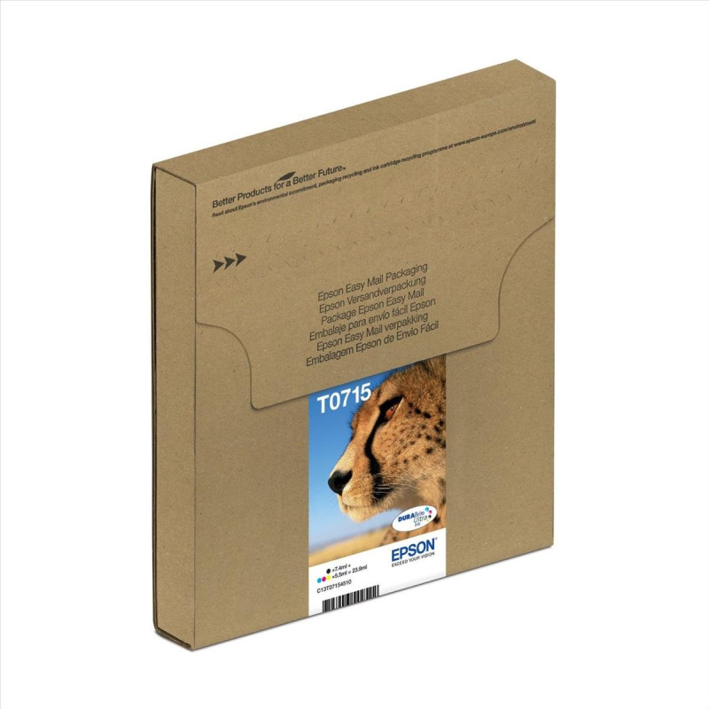 Epson EasyMail Multipack T0715 Guépard, Cartouches d'encre d'origine, 4 couleurs: Noir, Cyan, Magenta, Jaune, Format boite aux l