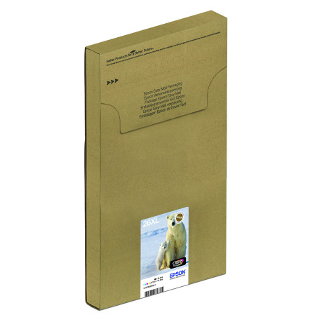 Epson 26XL Polar Bear High Yield Genuine Multipack, Eco-Friendly Packaging, 4-colours Claria Premium Ink Cartridges,XL High Capa