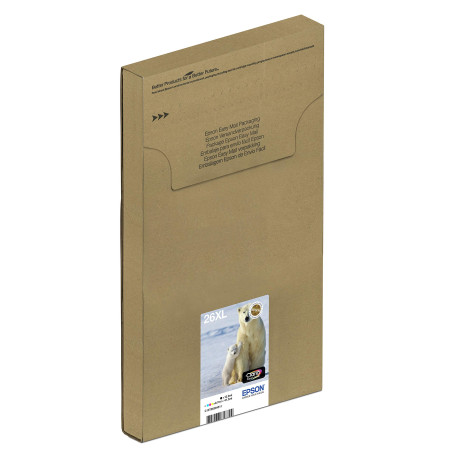 Epson 26XL Polar Bear High Yield Genuine Multipack, Eco-Friendly Packaging, 4-colours Claria Premium Ink Cartridges,XL High Capa