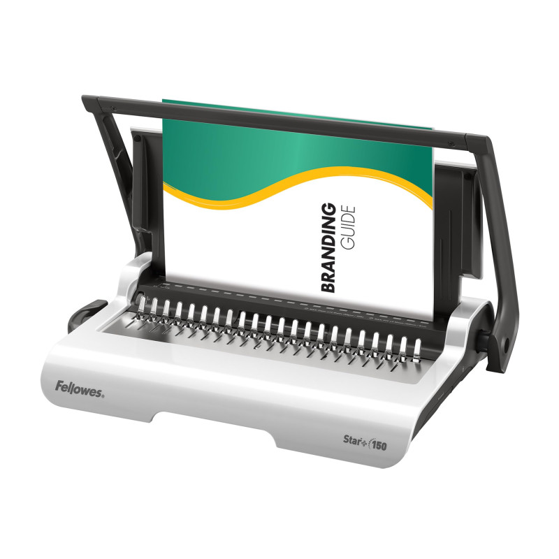 Machine à relier Fellowes Star+ avec rangement – Perfore 15 feuilles A4 – Reliure manuelle à anneaux plastique – Relie jusqu’à 1 Machine à relier Fellowes Star+ avec rangement – Perfore 15 feuilles A4 – Reliure manuelle à anneaux plastique – Relie jusqu’à 1