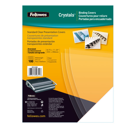 Fellowes - 5375901 - Couvertures PVC A4 - Transparent - Pack de 100-180 Microns