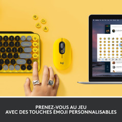 Logitech Pop Keys Clavier Mécanique sans Fil avec Touches Emoji Personnalisables, Design Compact Durable, Bluetooth ou Connectiv