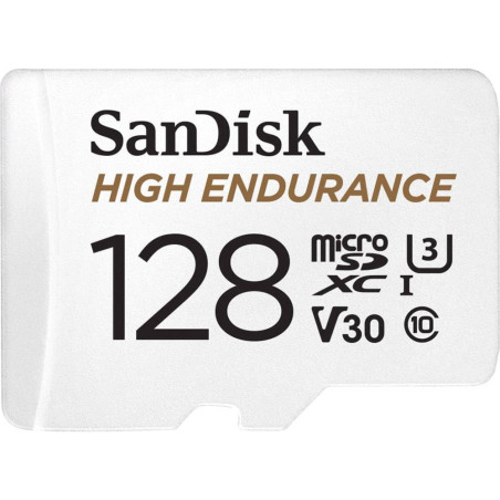 SanDisk 128 Go High Endurance carte microSDXC pour les caméras IP et les caméras embarquées + adaptateur SD jusqu'à 10 000 heure
