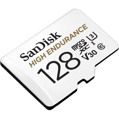 SanDisk 128 Go High Endurance carte microSDXC pour les caméras IP et les caméras embarquées + adaptateur SD jusqu'à 10 000 heure