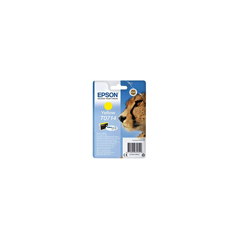 Epson T0714 Guépard Jaune, Cartouche d'encre d'origine, D78 D120 DX4000 DX5000 DX6000 DX7400 DX8400 DX9400F S20 S21 SX100 SX105 