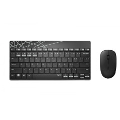 Rapoo 8000M Clavier avec Souris, Ensemble de Bureau Sans Fil avec Connexion Multi-Mode, Noir/Gris