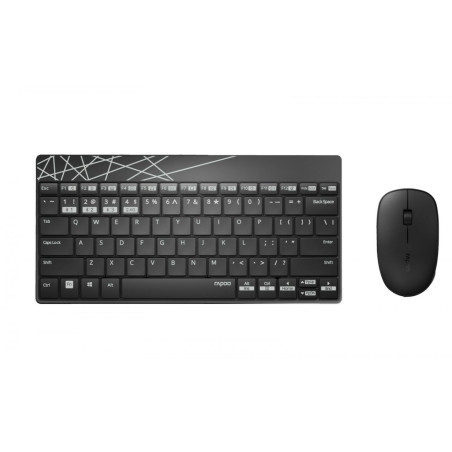 Rapoo 8000M Clavier avec Souris, Ensemble de Bureau Sans Fil avec Connexion Multi-Mode, Noir/Gris