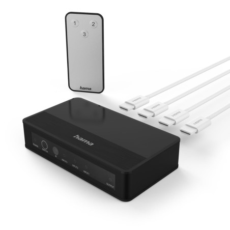 Hama Switch HDMI 4K (Commutateur Multiprises 3 Entrées vers 1 Sortie, Multiviewer Aluminium avec Télécommande, Splitter Xbox PS4