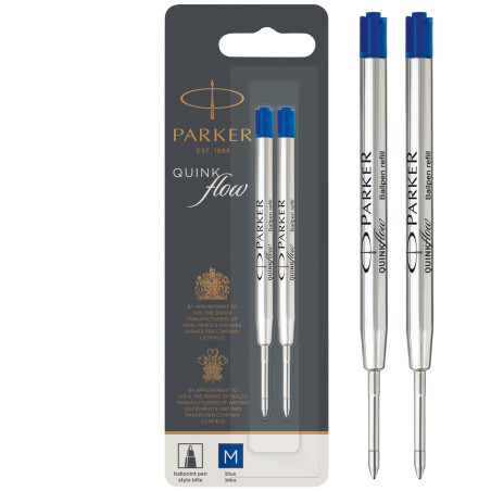Parker recharges pour stylo bille | pointe moyenne | encre bleue QUINKflow | lot de 2
