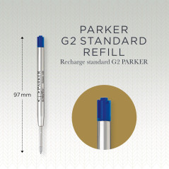 Parker recharges pour stylo bille | pointe moyenne | encre bleue QUINKflow | lot de 2
