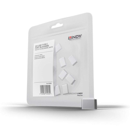 LINDY Bloqueurs de Port USB Type C, Blanc, 10 pièces