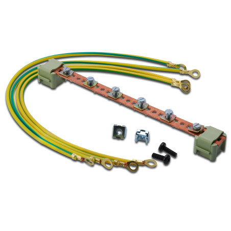DIGITUS rail d'équipotentialité - pour armoires réseau et serveur 19 pouces - à monter sur les rails profilés - 220 mm - quatre