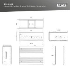 ASSMANN Electronic DN-650108 commutateur réseau Fast Ethernet (10/100) Connexion Ethernet, supportant l'alimentation via ce port