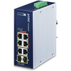 Planet IP30 Industrial Commutateur Ethernet Gigabit 4 Ports 10/100/1000T 802.3bt PoE + 2 Ports 10/100/1000T + 2 Ports 100/1000X 
