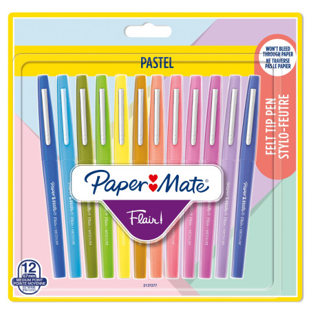 Paper Mate Flair Stylos feutres | Feutres de coloriage sans fuite à pointe moyenne (0,7 mm) | Encre bleue | Idéal pour écrirescr