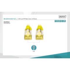 DIGITUS Câble LAN Cat 6A - 1m - 10 pièces - RJ45 Câble réseau - S/FTP Blindé - Compatible Cat-6 & Cat-7 - Jaune