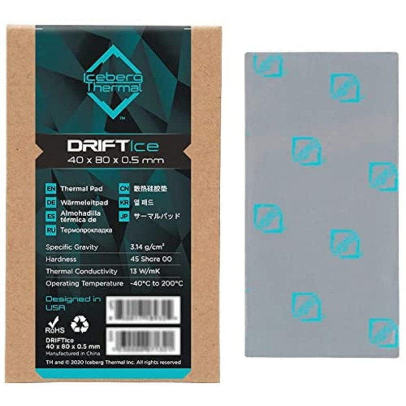 Iceberg Thermal Driftice Coussin thermique 80 mm x 40 mm x 0,5 mm Iceberg Thermal Driftice Coussin thermique 80 mm x 40 mm x 0,5 mm