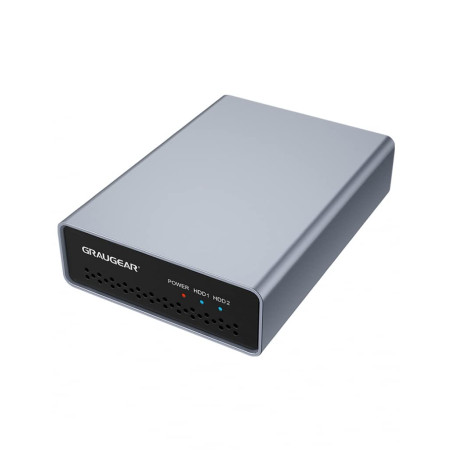 GRAUGEAR | Boîtier Raid Externe | 2 x 2,5" SATA SSD/HDD | Type-C® USB 3.2 Gen2 (10Gb/s) | Raid 0, RAID1, Single, Large | USB-C |