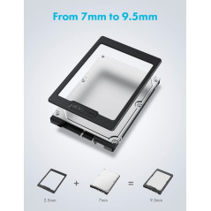 GRAUGEAR, Cadre de Montage Autocollant pour SSD 2,5", 7 mm sur 9,5 mm, G-25-7T9