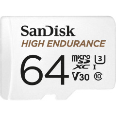 SanDisk HIGH ENDURANCE Video Monitoring for Dashcams & Home Monitoring 64 GB microSDXC Memory Card + SD Adaptor, Up to 100 MB/s