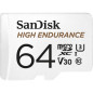 SanDisk HIGH ENDURANCE Video Monitoring for Dashcams & Home Monitoring 64 GB microSDXC Memory Card + SD Adaptor, Up to 100 MB/s SanDisk HIGH ENDURANCE Video Monitoring for Dashcams & Home Monitoring 64 GB microSDXC Memory Card + SD Adaptor, Up to 100 MB/s