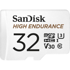 SanDisk HIGH ENDURANCE Video Monitoring for Dashcams & Home Monitoring 32 GB microSDHC Memory Card + SD Adaptor, Up to 100 MB/s