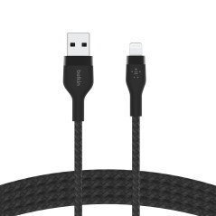 Belkin Câble à gaine tressée USB-A vers Lightning BoostCharge Pro Flex (1 m), certifié MFi, pour iPhone 14, 13, 12, Pro, Max, mi
