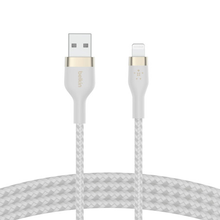 Belkin Câble à gaine tressée USB-A vers Lightning BoostCharge Pro Flex (1 m), certifié MFi, pour iPhone 14, 13, 12, Pro, Max, mi