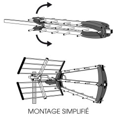 Metronic 415047 Antenne d'extérieur Trinappe 20 db - filtre 4G - UHF - Fiche F compacte et dépliable