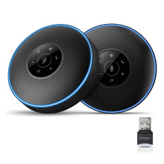 eMeet Haut-Parleur de conférence Bluetooth - 2 Haut-parleurs PC avec dongle, kit Mains Libres USB M220 pour 5-16 Personnes