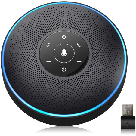 eMeet Bluetooth Mains Libres Téléphone de conférence - Office Core M2 Enceinte sans Fil Mains Libres conferencing 8 m Large Cham