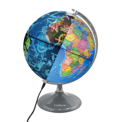 Lexibook, Globe Jour et Nuit Lumineux STEM, 2-en-1 Globe Le Jour Carte des contellations la Nuit, Bleu/Noir, NLJ185FR